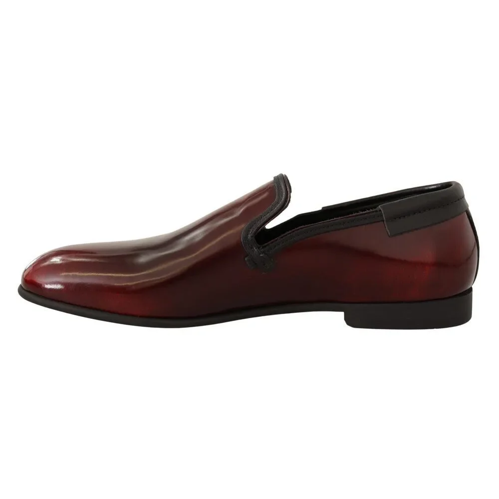 Dolce & Gabbana Elegant Bordeaux Leather Loafers - Picture 7 of 9